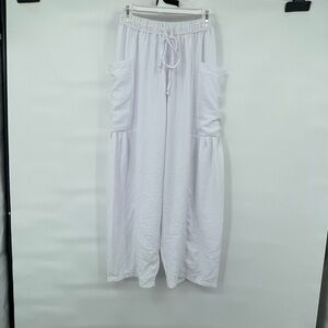 Unbranded white baggy wide leg cargo flowy resort summer pants